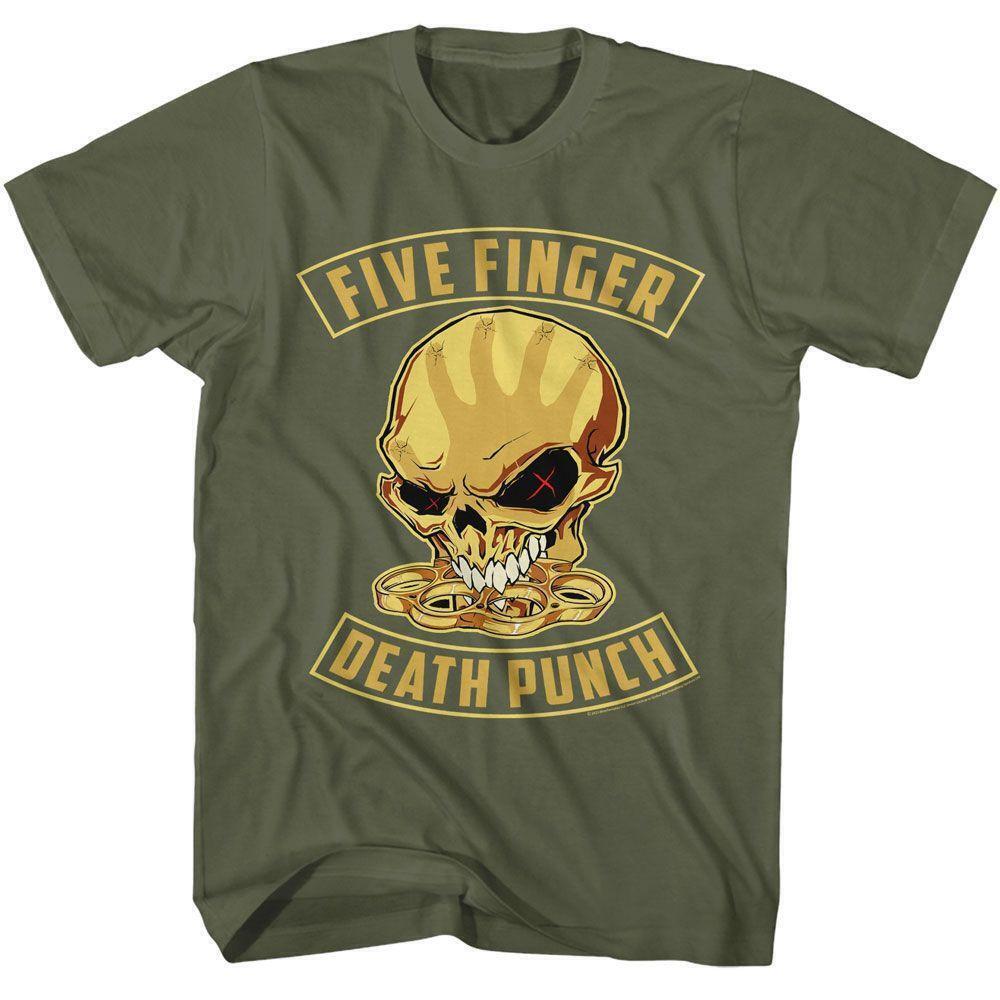 Five Finger Death Punch Skull And Knuckles Military Green Adult T Shirt